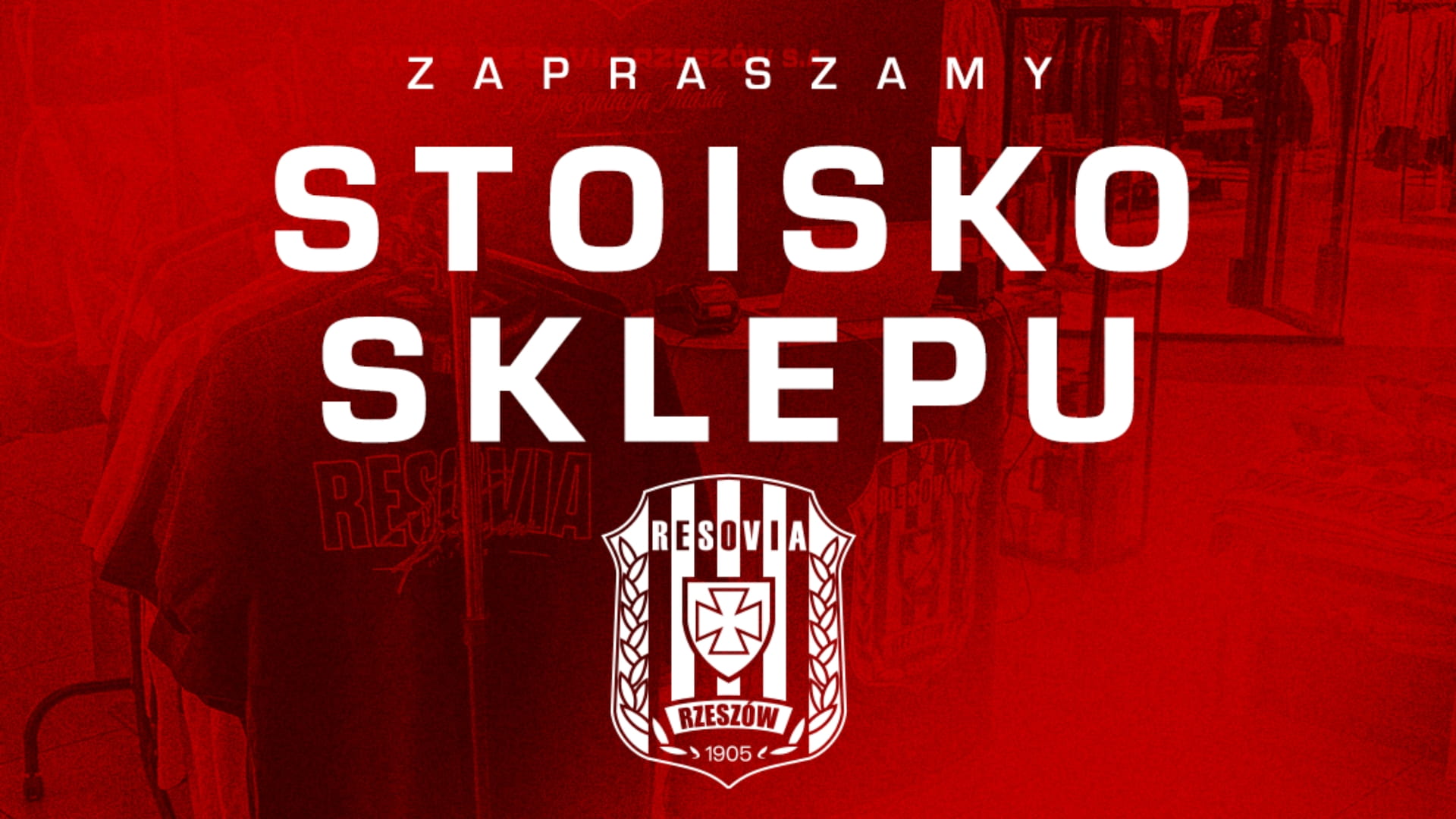 Stoisko Oficjalnego Sklepu Kibica Resovii na meczu z Hutnikiem
