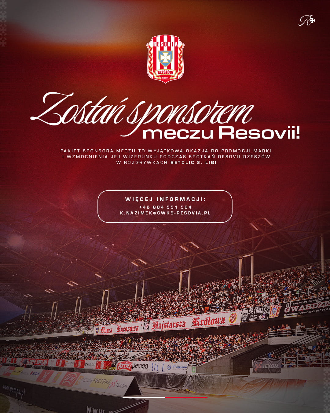 Zostań sponsorem meczu Resovia – Świt Szczecin