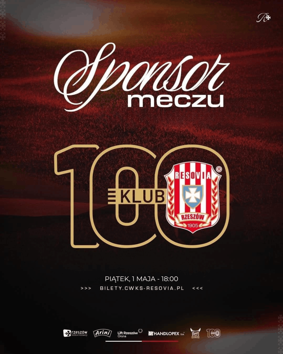 KLUB 100 sponsorem meczu Resovia – KKS Kalisz