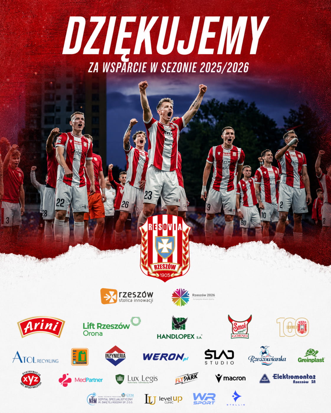 Dziękujemy sponsorom i partnerom za wsparcie w okresie 2025/26